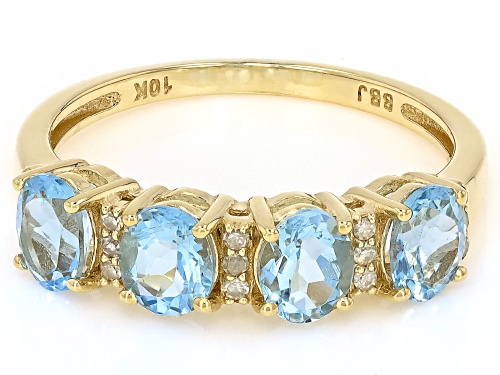1.00ctw Santa Maria Aquamarine With 0.07ctw White Diamond 10k Yellow Gold Ring - Size 9