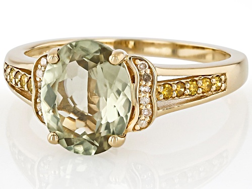 2.40ct Diaspore With 0.09ctw Yellow And 0.04ctw White Diamond 10k Yellow Gold Ring - Size 7