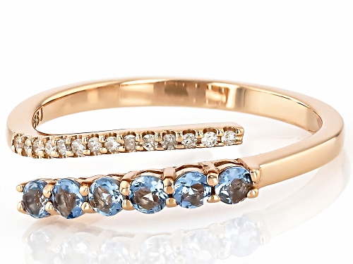 0.38ctw Santa Maria Aquamarine With 0.06ctw White Diamond 10k Rose Gold Bypass Ring - Size 7