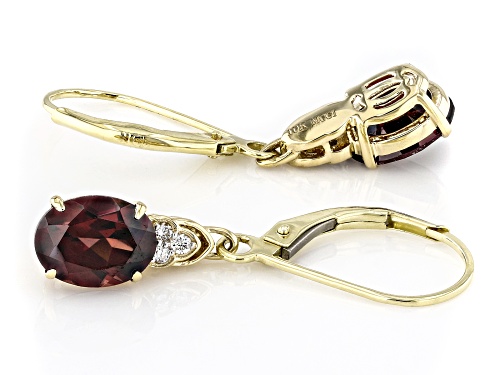 2.72ctw Red Zircon With 0.06ctw White Prazana® Lab Grown Diamonds 10k Yellow Gold Earrings