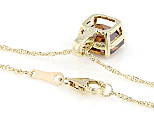 4.38ct Cognac Strontium Titanate With 0.04ctw Champagne Diamond 10k Yellow Gold Pendant With Chain