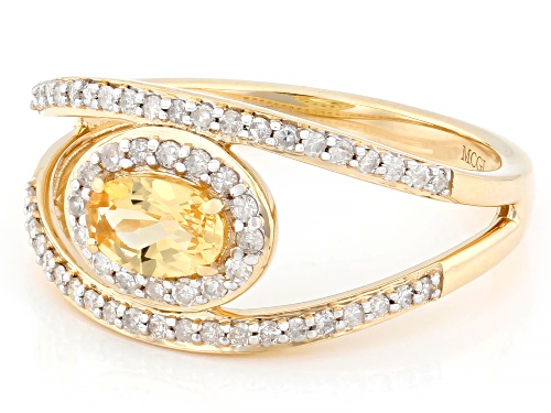 0.45ct Oval Imperial Topaz With 0.28ctw White Diamond 10k Yellow Gold Ring - Size 10