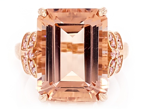 9.89ct Cor De Rosa™ Morganite With .17ctw Prazana® Lab Grown Pink Diamonds 14k Rose Gold Ring - Size 9