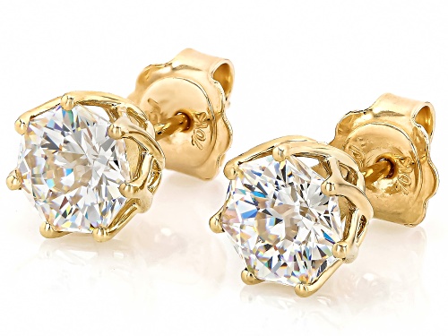 3.56ctw Heptagon Strontium Titanate 10k Yellow Gold Stud Earrings