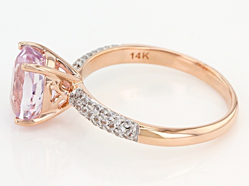 2.12ct Oval Pink Kunzite And .21ctw Round White Zircon 10k Rose Gold Ring - Size 8