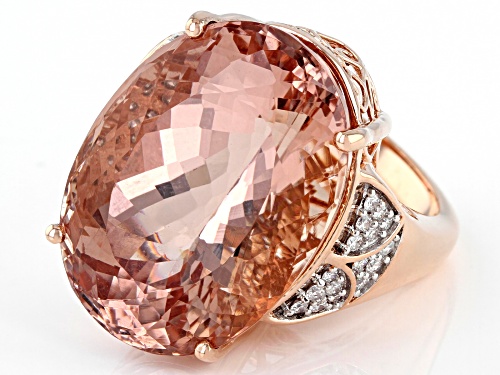 21.8ct Oval Cor De Rosa™ Morganite With 0.21tw Round White Diamond 10k Rose Gold Ring - Size 7