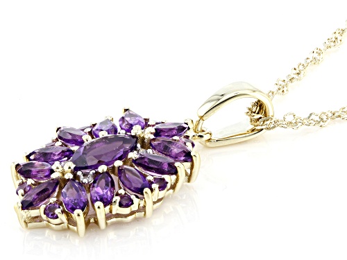 2.06ctw African Amethyst And 0.02ctw White Zircon 18k Yellow Gold Over Silver Pendant With Chain