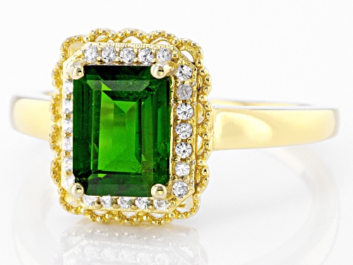 1.23ct Chrome Diopside And 0.18ctw White Zircon 18k Yellow Gold Over Sterling Silver Ring - Size 9
