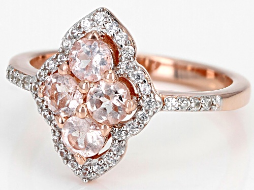 0.58ctw Morganite With 0.30ctw White Zircon 18K Rose Gold Over Sterling Silver Ring - Size 9