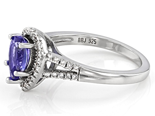 0.90ct Pear-Shaped Tanzanite With 0.27ctw Round White Zircon Rhodium Over Sterling Silver Ring - Size 7