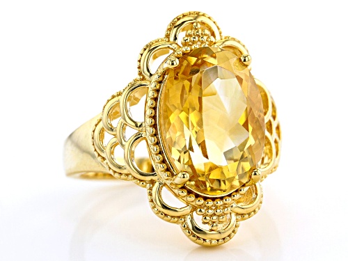 4.60ct Oval Citrine 18k Yellow Gold Over Sterling Silver Solitaire Ring - Size 7