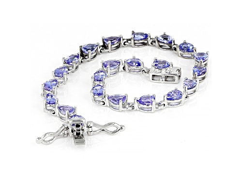 5.25ctw Pear-shaped Tanzanite Rhodium Over Sterling Silver Bracelet - Size 8