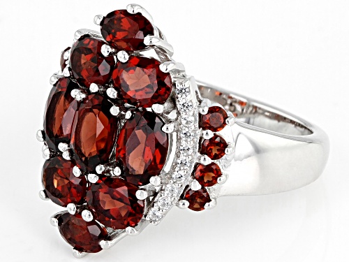 4.13ctw Mixed Shapes Vermelho Garnet(TM) With 0.15ctw Round White Zircon Rhodium Over Silver Ring - Size 7