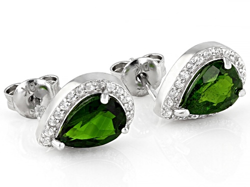 2.13ctw Chrome Diopside with .17ctw White Zircon Platinum Over Sterling Silver Earrings