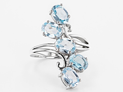 4.03ctw Oval Glacier Topaz™ Rhodium Over Sterling Silver Ring - Size 7