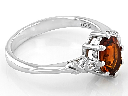 0.93ct Oval Madeira Citrine With 0.03ctw Round Zircon Rhodium Over Sterling Silver Ring - Size 8