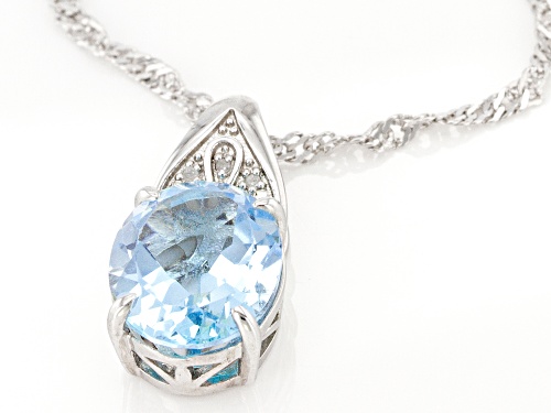 3.60ct Glacier Topaz(TM) and 0.01ctw White Diamond Rhodium Over Sterling Silver Pendant With Chain