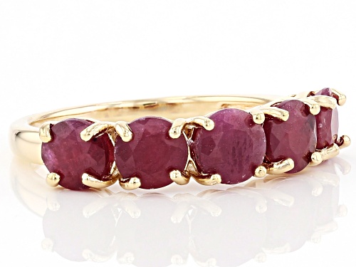 2.64ctw Round Indian Ruby 18k Yellow Gold Over Sterling Silver Band Ring - Size 7