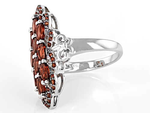 2.81ctw Oval And 0.44ctw Round Vermelho Garnet(TM) Rhodium Over Sterling Silver Ring - Size 10
