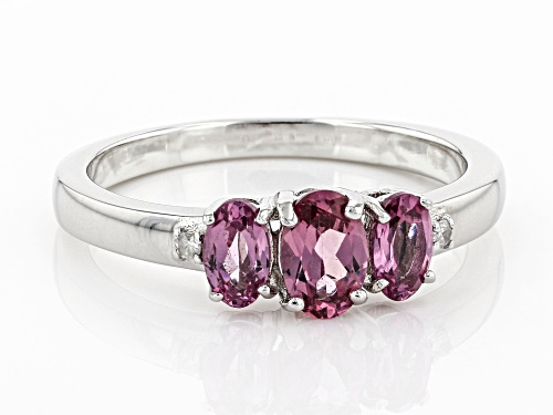 .89ctw Blush Garnet and .02ctw White Diamond Rhodium Over Sterling Silver Ring - Size 7