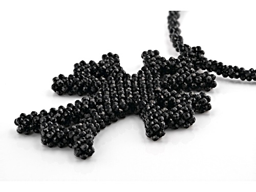 2.3-2.7mm Rondelle Black Spinel Rhodium Over Sterling Silver Cross Necklace - Size 18