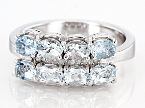 1.02ctw Aquamarine and 0.05ctw White Diamond Accent Rhodium Over Sterling Silver Ring. - Size 9