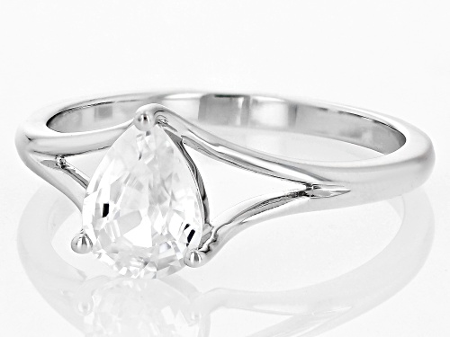 1.41ct Pear Shape White Zircon Rhodium Over 10k White Gold Ring - Size 10