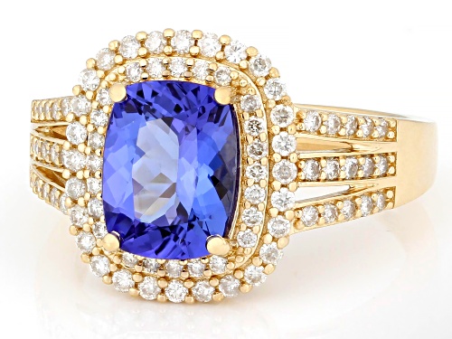 1.68ct Tanzanite With 0.42ctw White Diamond 14k Yellow Gold Ring - Size 8