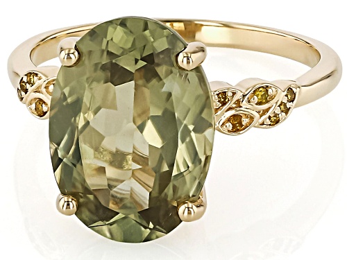 5.21ct Color Change Turkish Diaspore With 0.04ctw Yellow Diamond 10k Yellow Gold Ring - Size 10