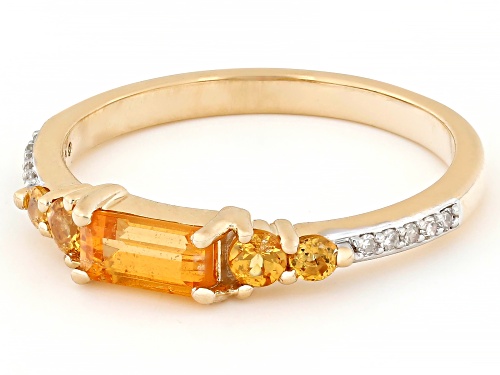 0.65ctw Spessaritite With 0.05ctw White Diamond 10k Yellow Gold Ring - Size 12