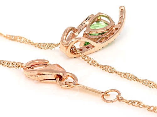 0.41ct Tsavorite With 0.05ctw White Diamond 10k Rose Gold Pendant With Chain