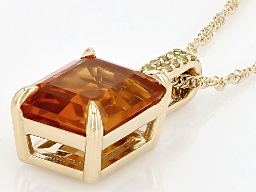 2.97ct Maderia Citrine With 0.04ctw Yellow Diamond 10k Yellow Gold Pendant With Chain