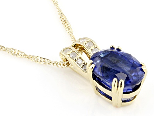 1.40ct Kyanite And 0.05ctw White Diamond 10k Yellow Gold Pendant With Chain