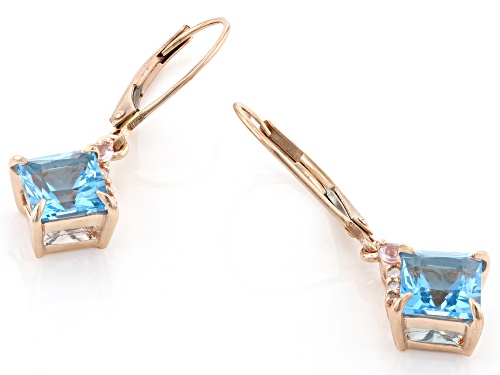 2.29ctw Swiss Blue Topaz with 0.09ctw Color Shift Garnet & 0.07ctw Diamond 10k Rose Gold Earrings
