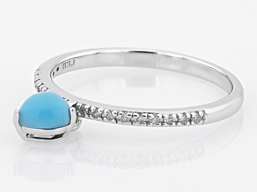 5mm Sleeping Beauty Turquoise And 0.09ctw White Diamond Rhodium Over 10k White Gold Charm Ring - Size 7