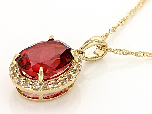 2.75ct Peony Color Topaz And 0.19ctw White Topaz 10k Yellow Gold Pendant with Chain
