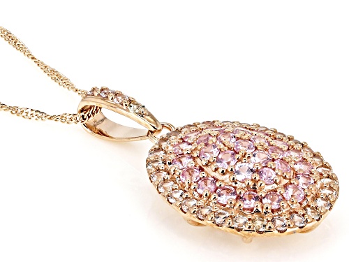 0.92ctw Pink And 0.49ctw White Sapphire 10k Rose Gold Pendant With Chain