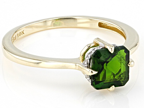 1.00ct Asscher Cut Chrome Diopside with 0.03ctw White Diamonds 10k Yellow Gold Ring - Size 9