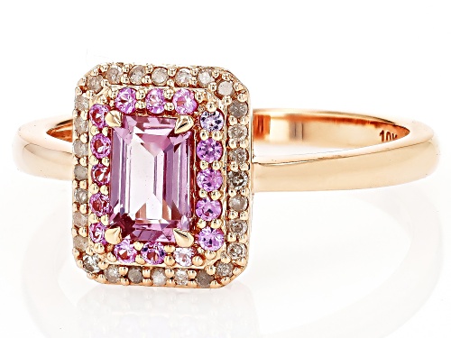 0.60ctw Color Shift Garnet With 0.60ctw Pink Sapphire And 0.11ctw White Diamond 10k Rose Gold Ring - Size 7