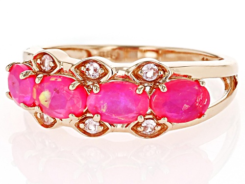 0.85ctw Pink Ethiopian With 0.10ctw Pink Spinel 10k Rose Gold Ring - Size 12
