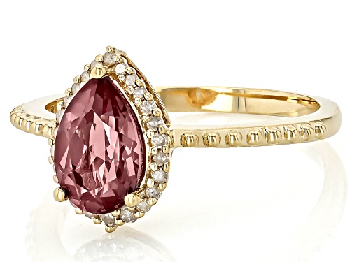 1.45ct Lab Created Alexandrite With 0.14ctw White Diamond 10k Yellow Gold Ring - Size 7