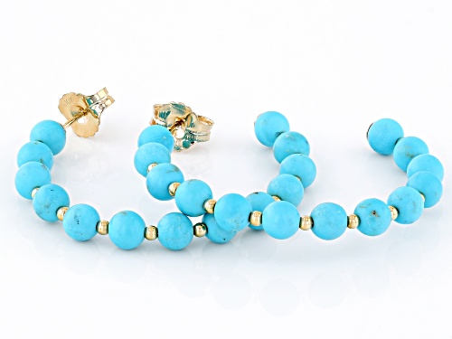 5mm Sleeping Beauty Turquoise 10k Yellow Gold J-Hoop Earrings
