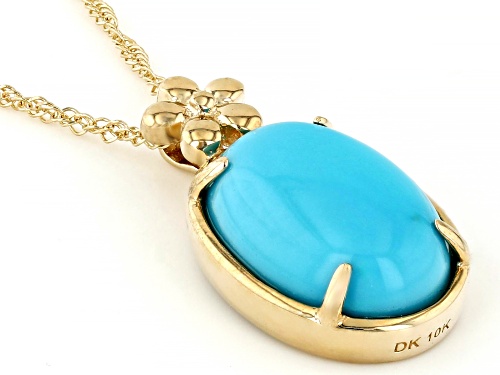 14x10mm Sleeping Beauty Turquoise 10k Yellow Gold Pendant With Chain
