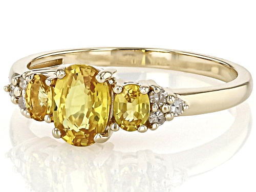 1.24ctw Yellow Sapphire With 0.08ctw White Diamond 10k Yellow Gold Ring - Size 8.5