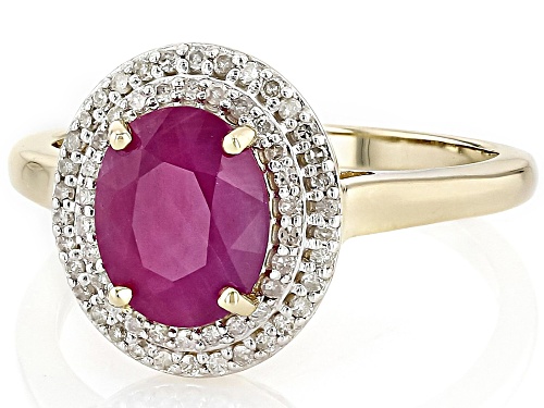 2.15ct John Saul Ruby With 0.22ctw White Diamond 10k Yellow Gold Ring - Size 9