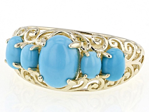 4x3mm, 5x4mm, 8x6mm Sleeping Beauty Turquoise 10k Yellow Gold Ring - Size 7