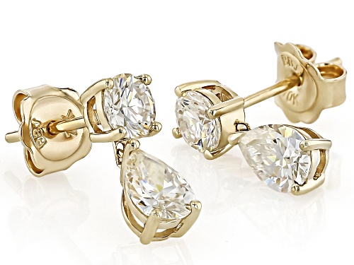 3.11ctw Strontium Titanate 10k Yellow Gold Earrings