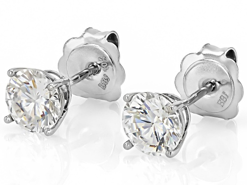2.26ctw Round Strontium Titanate Rhodium Over 10k White Gold Earrings