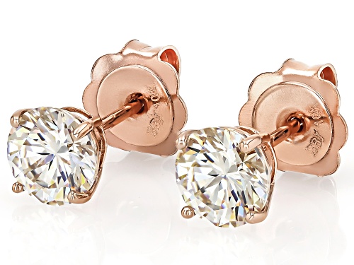 2.26ctw Round Strontium Titanate 10k Rose Gold Earrings