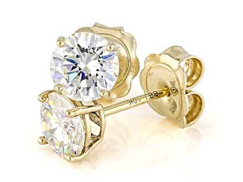 2.26ctw Round Strontium Titanate 10k Yellow Gold Earrings